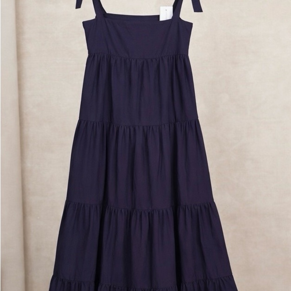 Jason Wu Tiered Maxi Dress Small Navy New